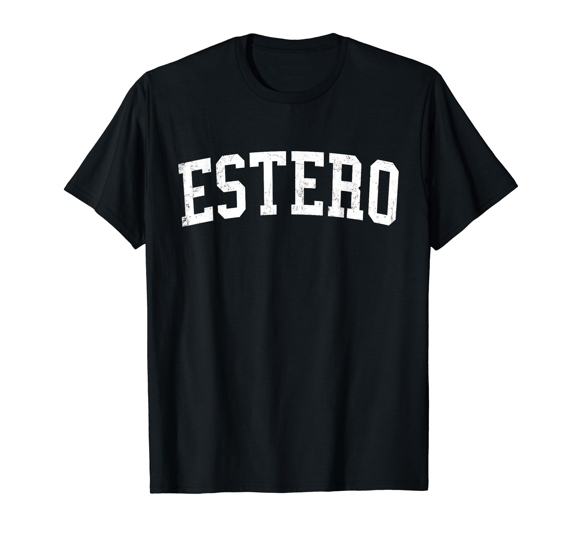 Estero Fl Distressed White Varsity T-Shirt - Minimalist Print Unisex - T-Shirt, Sweatshirt, Hoodie