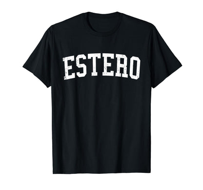 Estero Fl Distressed White Varsity T-Shirt - Minimalist Print Unisex - T-Shirt, Sweatshirt, Hoodie