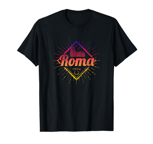Rome Italy Colosseum Rainbow Souvenir T-Shirt - Aesthetic Graphic Unisex - T-Shirt, Sweatshirt, Hoodie