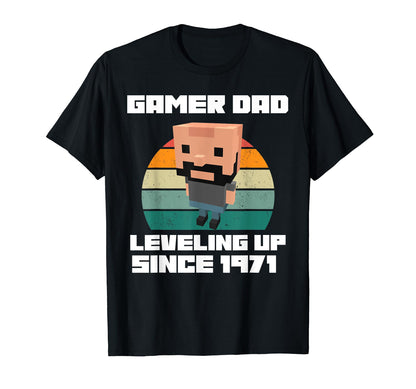 Gamer Dad Leveling Up Since 1971 T-Shirt - Minimalist Print Men Women - T-Shirt, Sweatshirt, Hoodie