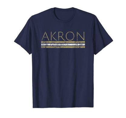 Akron Ohio Weathered Stripe Throwback T-Shirt - Trendy Graphic Unisex - T-Shirt, Sweatshirt, Hoodie