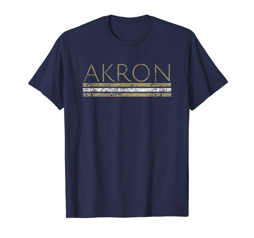 Akron Ohio Weathered Stripe Throwback T-Shirt - Trendy Graphic Unisex - T-Shirt, Sweatshirt, Hoodie