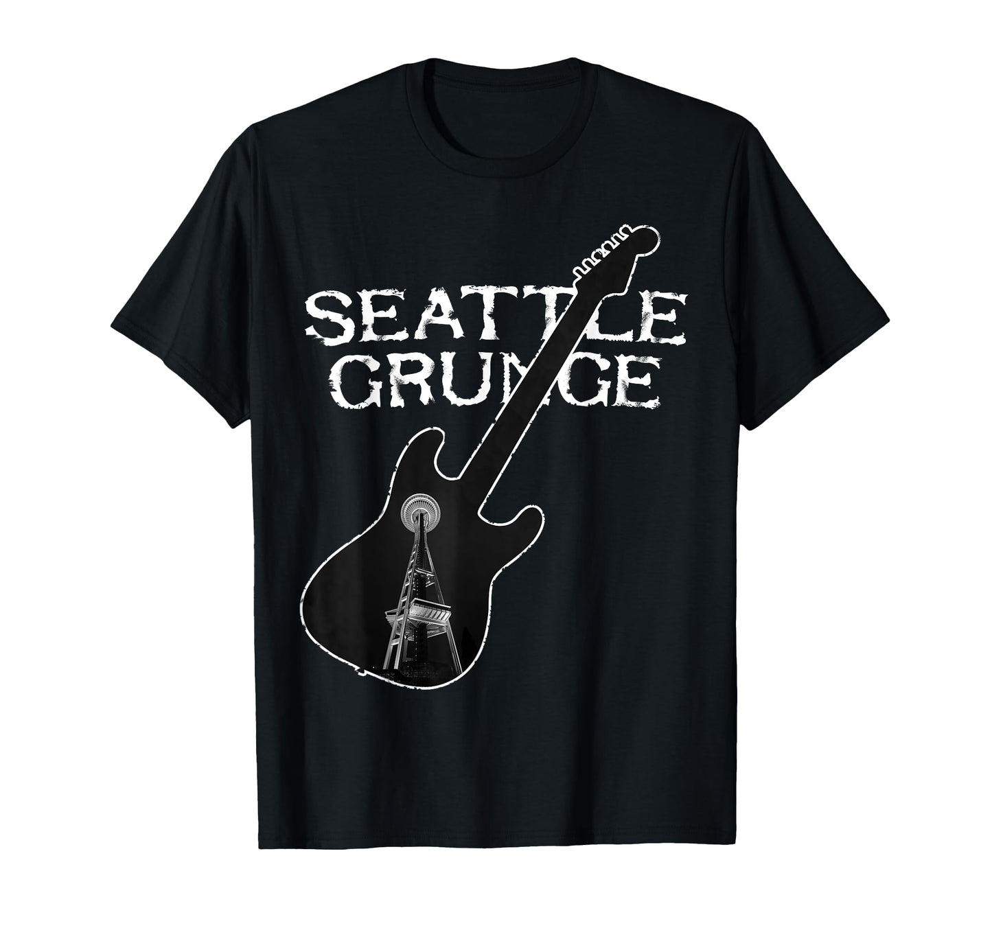 Seattle Grunge Rock Guitar Space T-Shirt - Aesthetic Graphic Men Women - T-Shirt, Sweatshirt, Hoodie