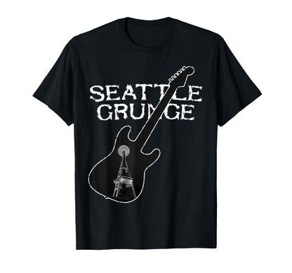 Seattle Grunge Rock Guitar Space T-Shirt - Aesthetic Graphic Men Women - T-Shirt, Sweatshirt, Hoodie