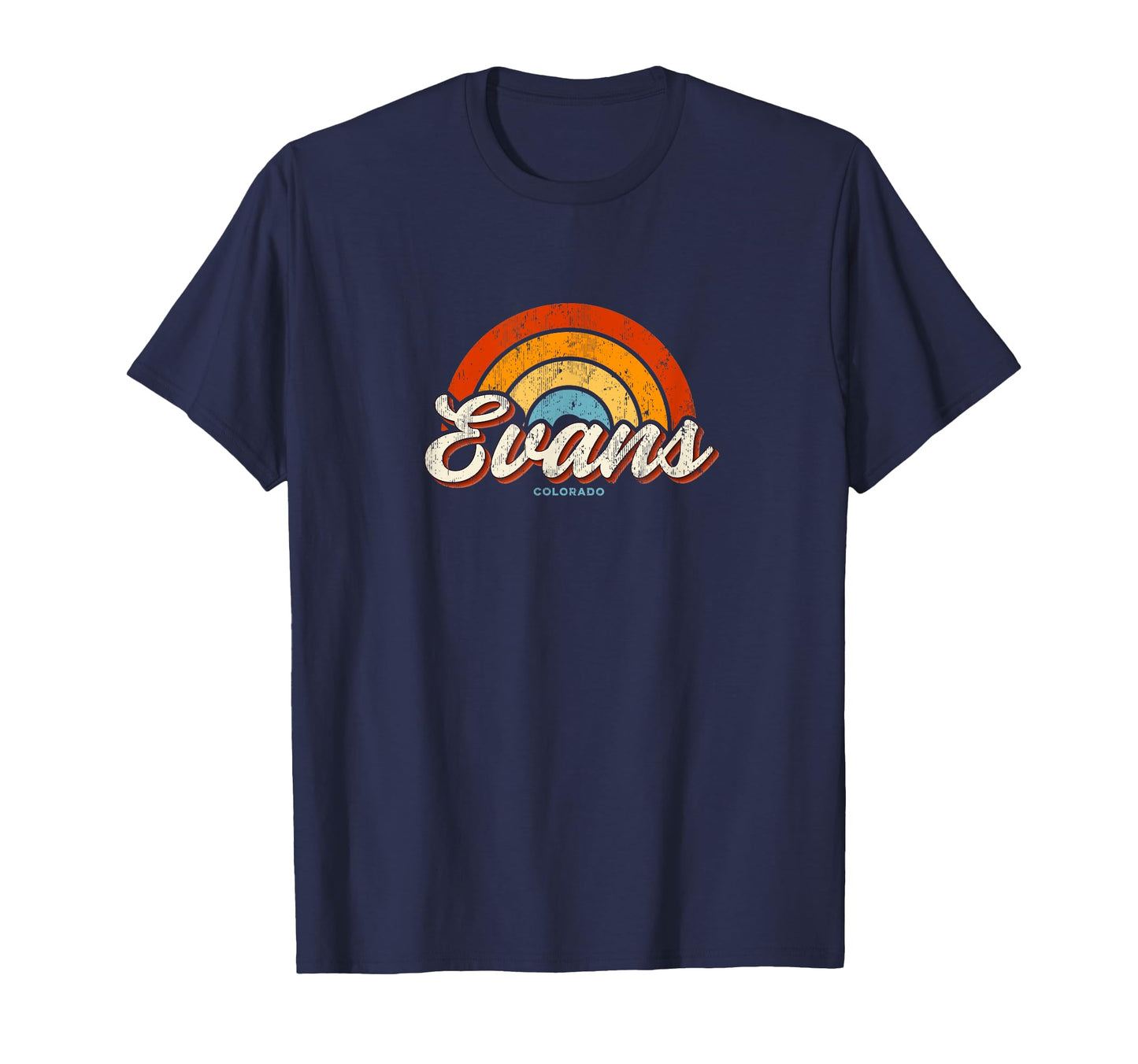 Evans Colorado Co Rainbow 70S T-Shirt - Minimalist Print for Adults - T-Shirt, Sweatshirt, Hoodie