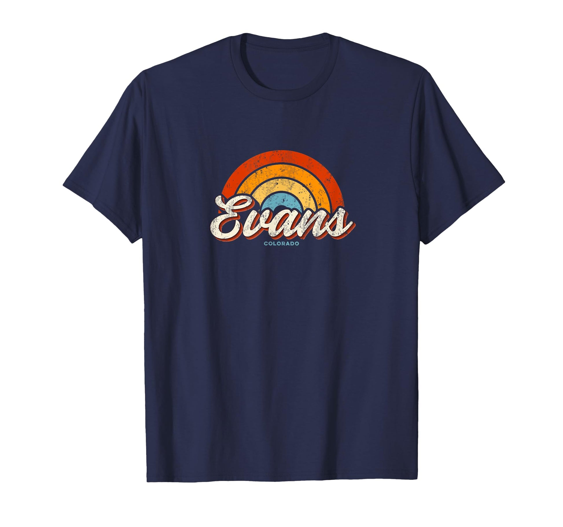 Evans Colorado Co Rainbow 70S T-Shirt - Minimalist Print for Adults - T-Shirt, Sweatshirt, Hoodie