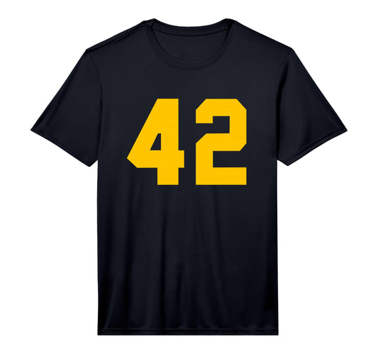 Yellow Sports Team Number 42 Performance T-Shirt - Trendy Graphic Unisex - T-Shirt, Sweatshirt, Hoodie