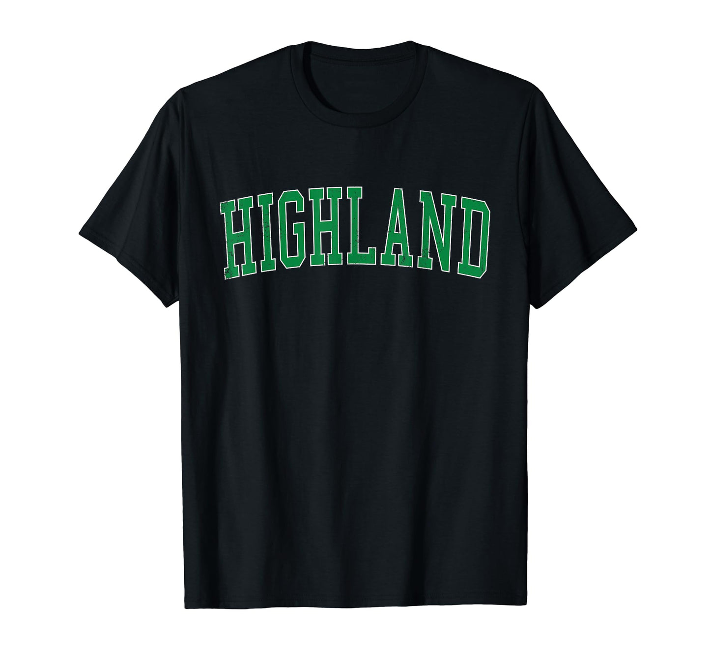 Highland Il Distressed Green Varsity T-Shirt - Minimalist Print Men Women - T-Shirt, Sweatshirt, Hoodie