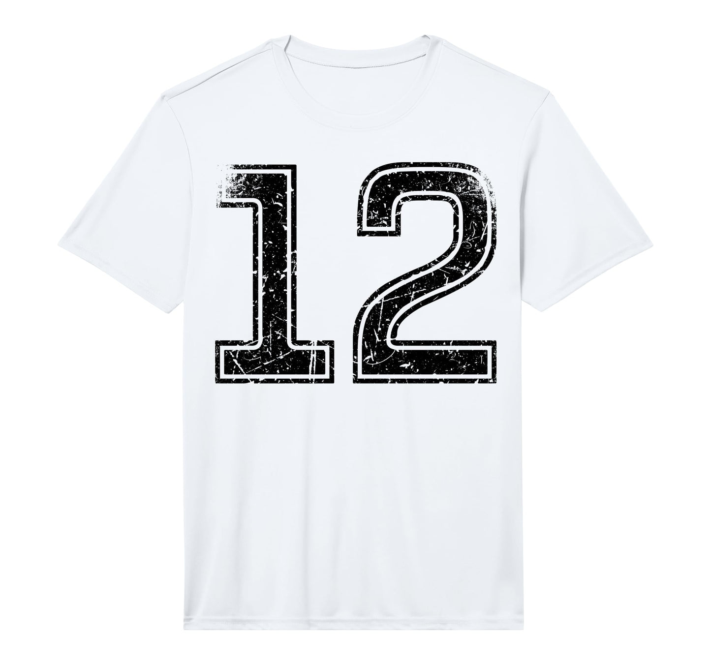 Black Sport Team Number 12 Performance T-Shirt - Graphic Print for Adults - T-Shirt, Sweatshirt, Hoodie
