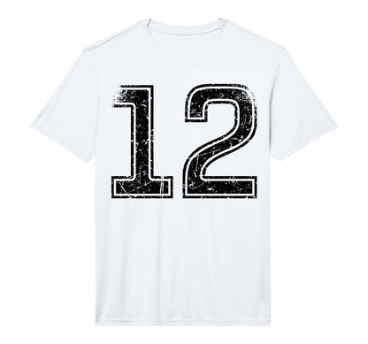 Black Sport Team Number 12 Performance T-Shirt - Graphic Print for Adults - T-Shirt, Sweatshirt, Hoodie