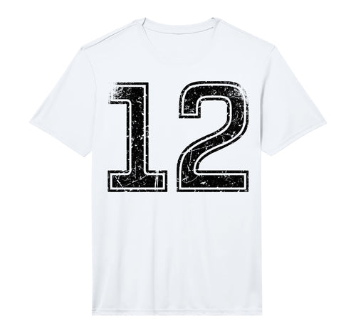 Black Sport Team Number 12 Performance T-Shirt - Graphic Print for Adults - T-Shirt, Sweatshirt, Hoodie