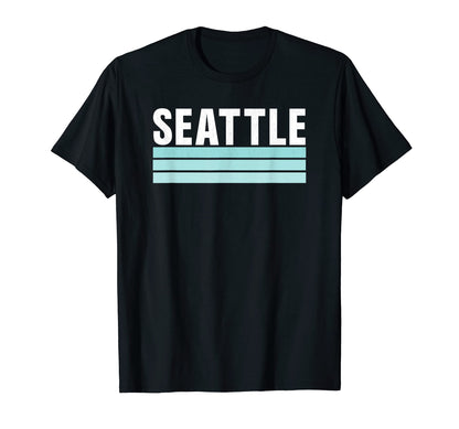 Seattle Blue Light Blue Striped Seattle T-Shirt - Trendy Graphic Men Women - T-Shirt, Sweatshirt, Hoodie