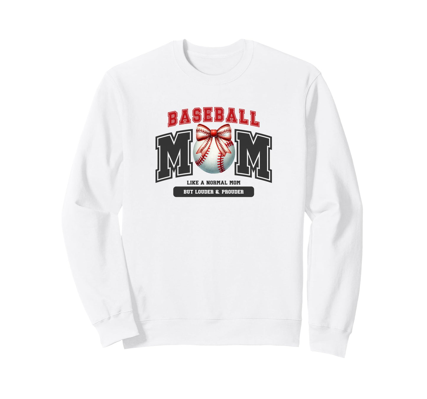 Baseball Mom Bow Ball Red Black Sweatshirt - Trendy Graphic Men Women - T-Shirt, Sweatshirt, Hoodie