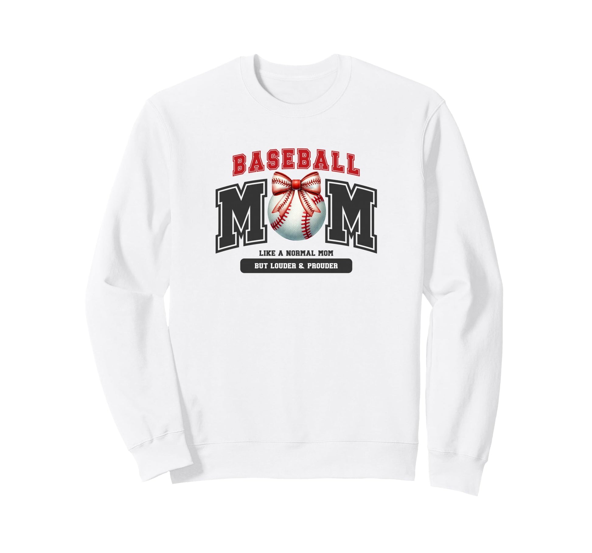 Baseball Mom Bow Ball Red Black Sweatshirt - Trendy Graphic Men Women - T-Shirt, Sweatshirt, Hoodie