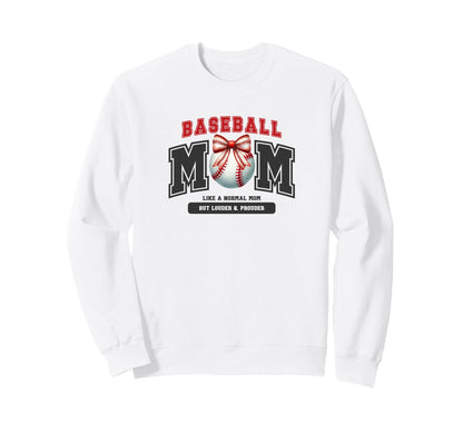 Baseball Mom Bow Ball Red Black Sweatshirt - Trendy Graphic Men Women - T-Shirt, Sweatshirt, Hoodie