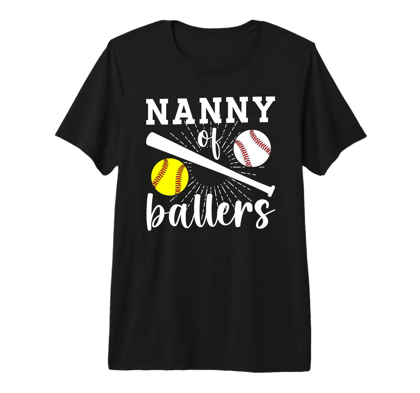 Nanny Ballers Baseball Softball Nanny T-Shirt - Custom Art Print Unisex - T-Shirt, Sweatshirt, Hoodie