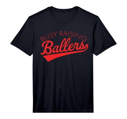 Busy Raising Ballers Baseball Mom T-Shirt - Fun Novelty Design Unisex - T-Shirt, Sweatshirt, Hoodie