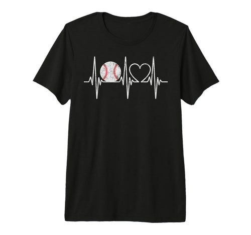 Baseball Player Heartbeat Coach Dad T-Shirt - Fun Novelty Design Men Women - T-Shirt, Sweatshirt, Hoodie