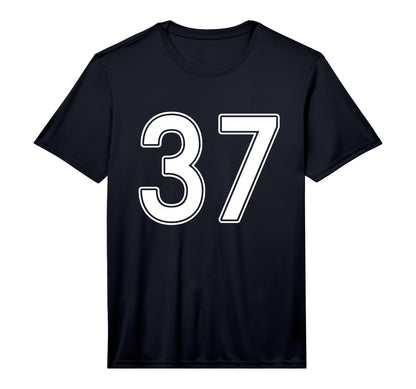 White Sports Team Number 37 Performance T-Shirt - Graphic Print Unisex - T-Shirt, Sweatshirt, Hoodie
