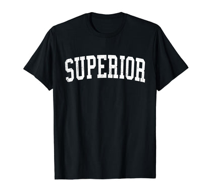 Superior Wi Distressed White Varsity T-Shirt - Minimalist Print Unisex - T-Shirt, Sweatshirt, Hoodie