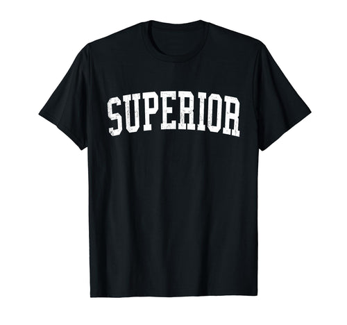 Superior Wi Distressed White Varsity T-Shirt - Minimalist Print Unisex - T-Shirt, Sweatshirt, Hoodie