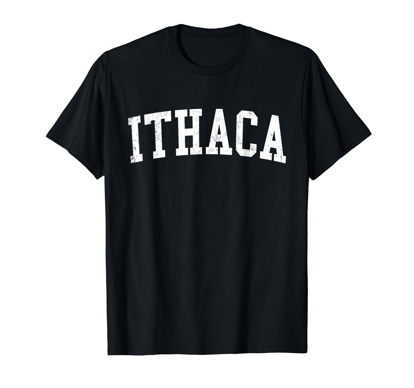 Ithaca Ny Distressed White Varsity T-Shirt - Minimalist Print for Adults - T-Shirt, Sweatshirt, Hoodie