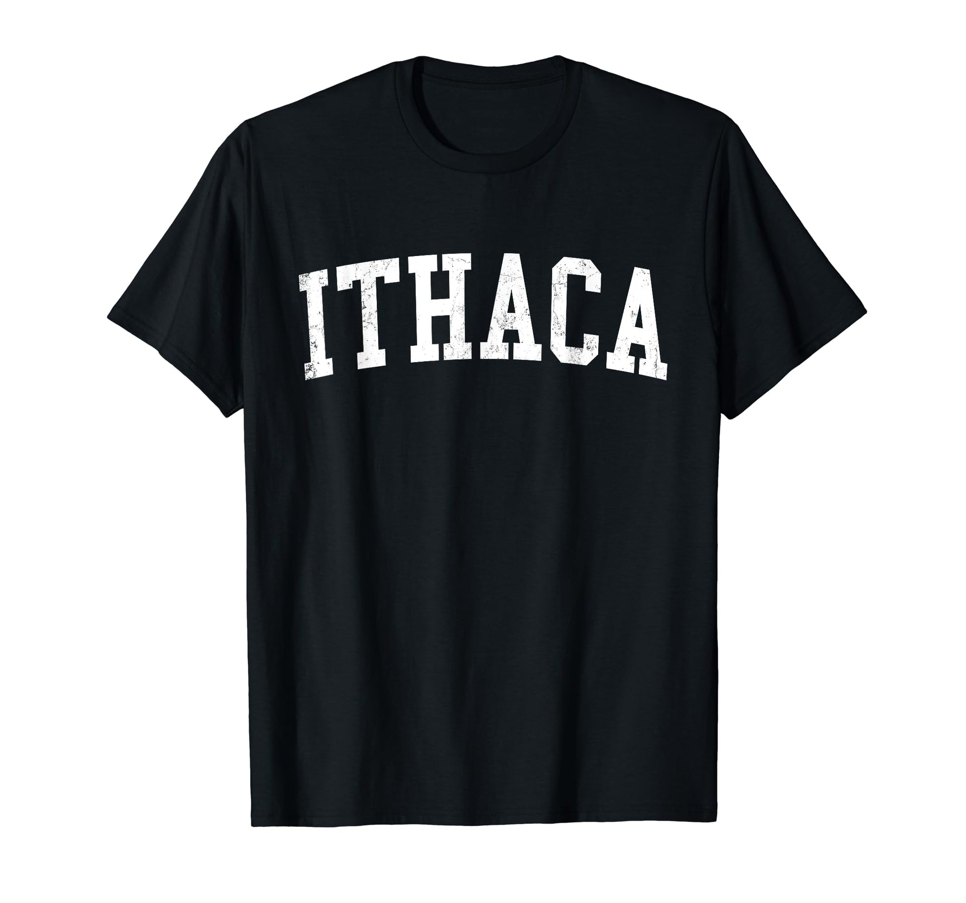 Ithaca Ny Distressed White Varsity T-Shirt - Minimalist Print for Adults - T-Shirt, Sweatshirt, Hoodie