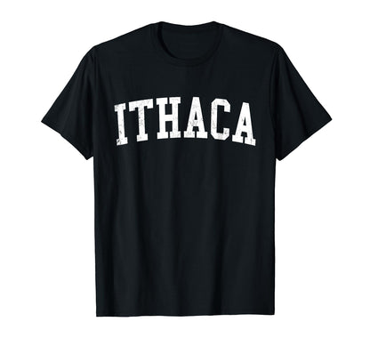 Ithaca Ny Distressed White Varsity T-Shirt - Minimalist Print for Adults - T-Shirt, Sweatshirt, Hoodie