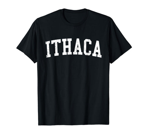 Ithaca Ny Distressed White Varsity T-Shirt - Minimalist Print for Adults - T-Shirt, Sweatshirt, Hoodie