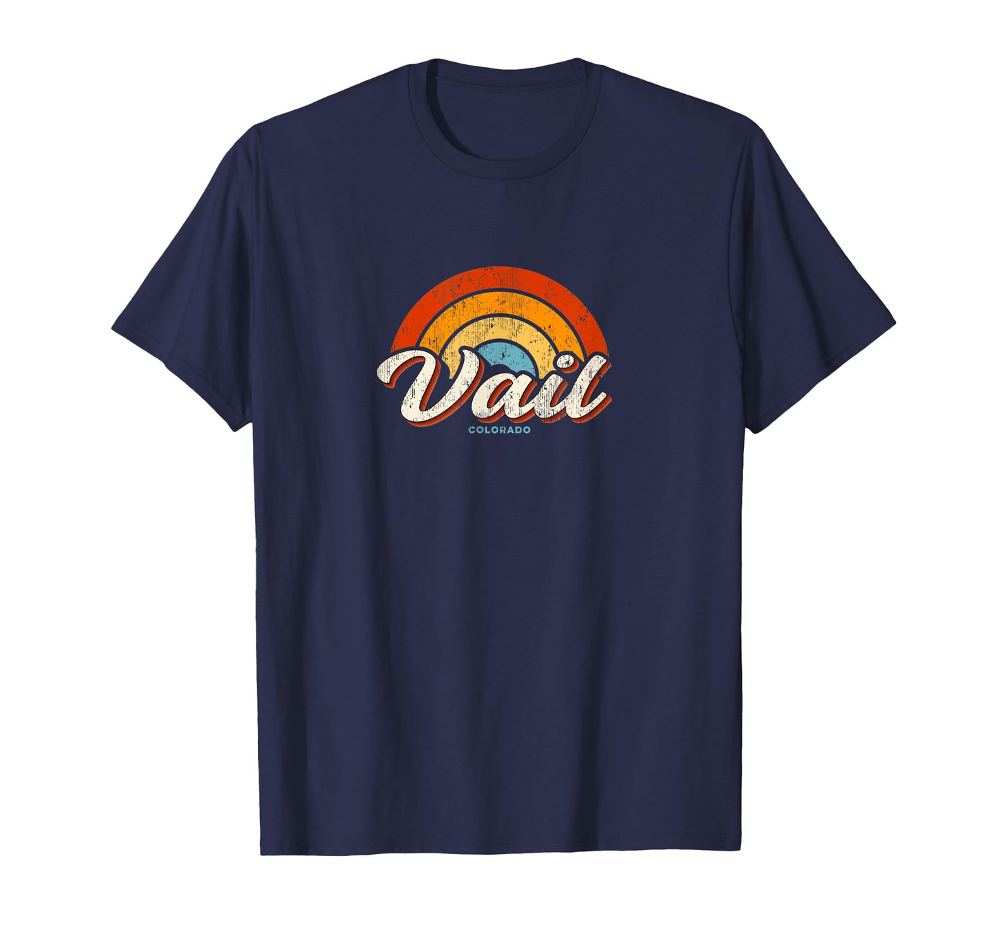 Vail Colorado Co Rainbow 70S T-Shirt - Novelty Apparel for Adults - T-Shirt, Sweatshirt, Hoodie