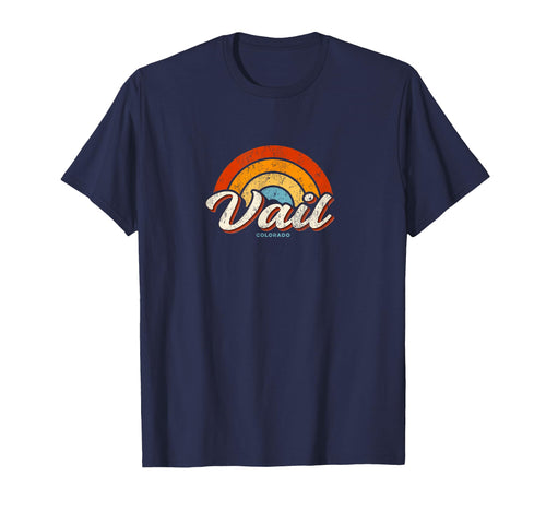 Vail Colorado Co Rainbow 70S T-Shirt - Novelty Apparel for Adults - T-Shirt, Sweatshirt, Hoodie