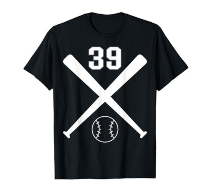 Baseball Softball Number 39 T-Shirt - Custom Art Print for Adults - T-Shirt, Sweatshirt, Hoodie