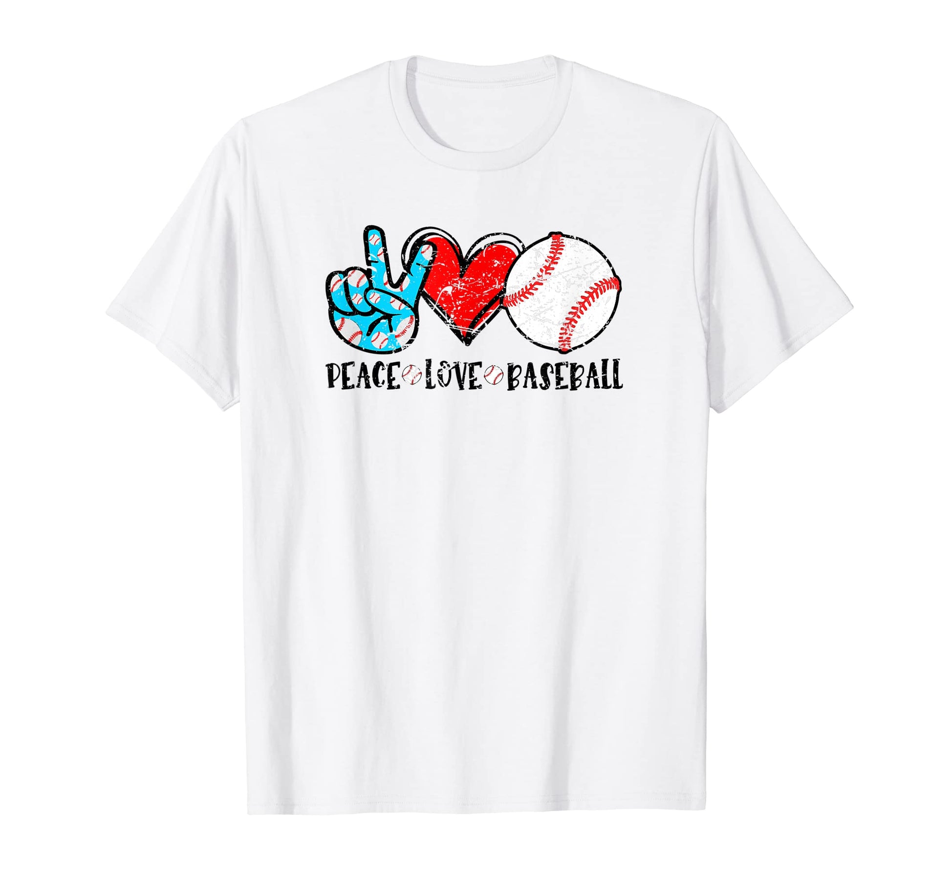Peace Love Baseball T-Shirt - Custom Art Print for Adults - T-Shirt, Sweatshirt, Hoodie