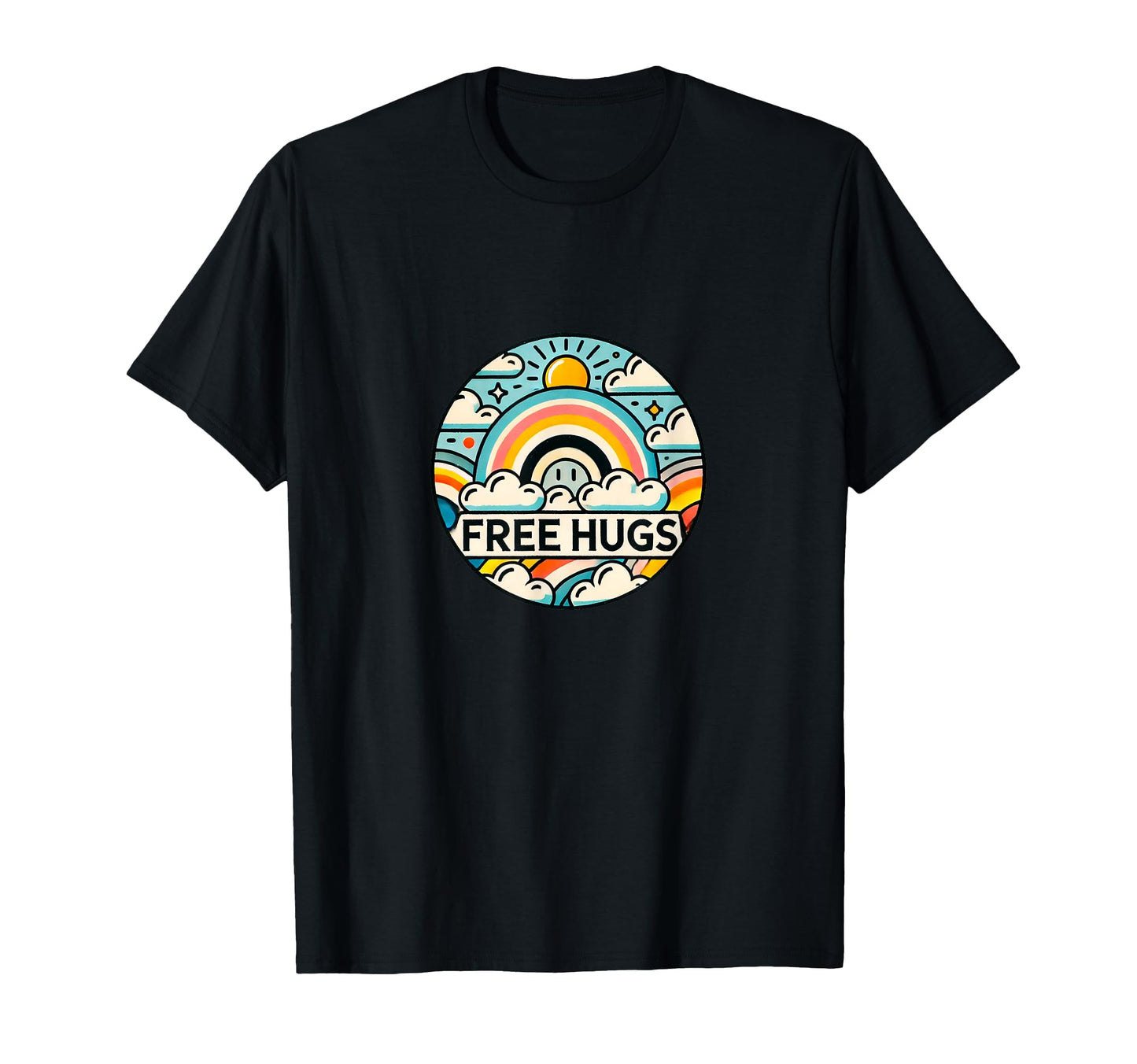 Free Hugs Rainbow Illustration T-Shirt - Streetwear Style for Adults - T-Shirt, Sweatshirt, Hoodie