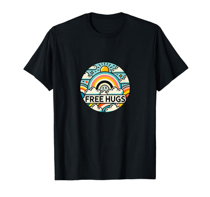 Free Hugs Rainbow Illustration T-Shirt - Streetwear Style for Adults - T-Shirt, Sweatshirt, Hoodie