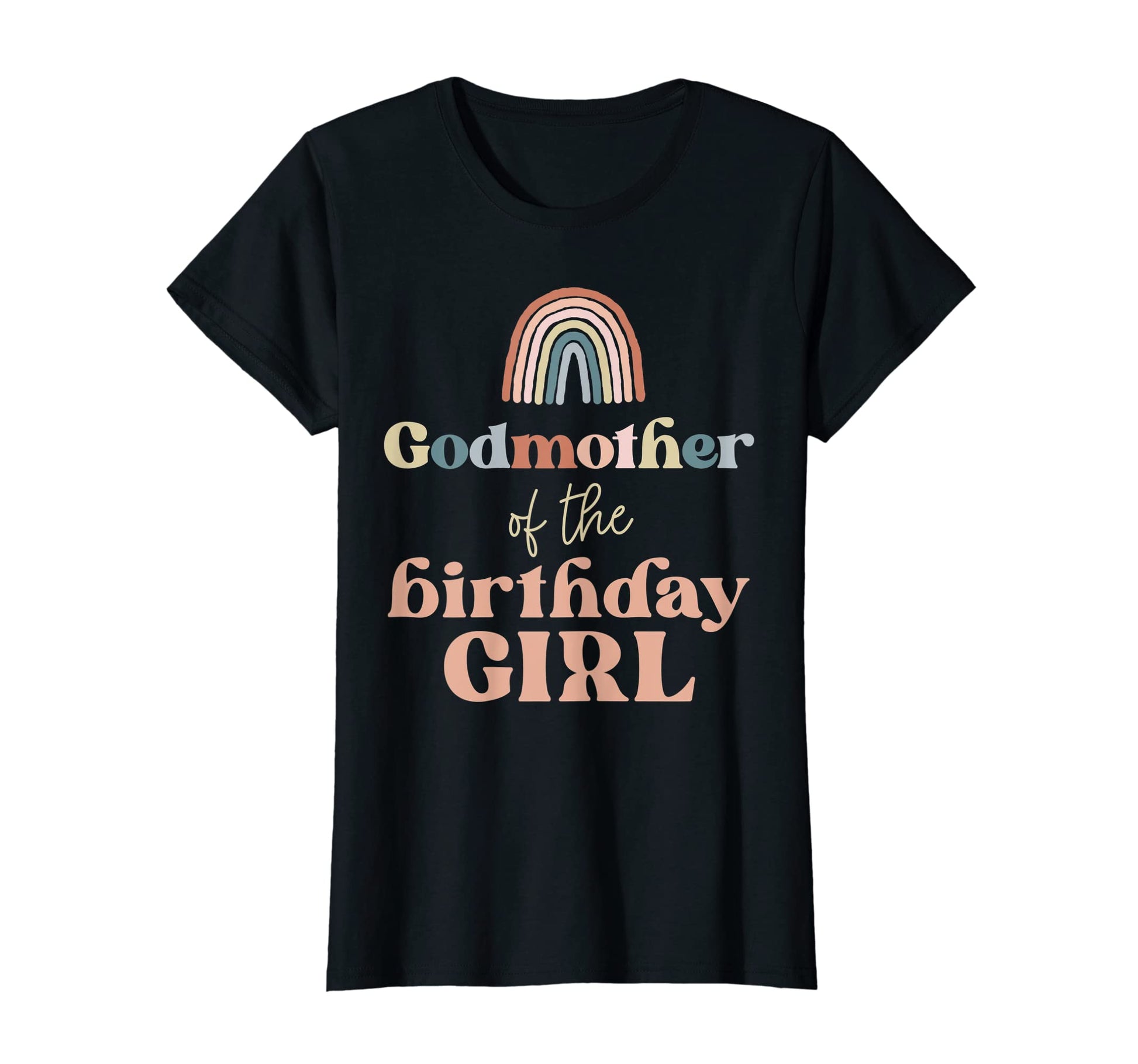 Womens Godmother Birthday Boho Rainbow T-Shirt - Trendy Graphic for Adults - T-Shirt, Sweatshirt, Hoodie