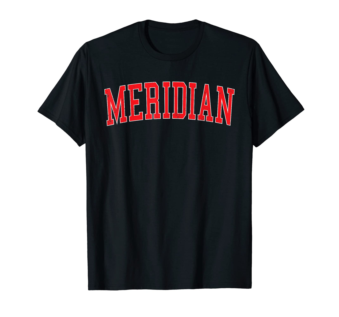 Meridian Id Varsity Red Text T-Shirt - Streetwear Style Unisex - T-Shirt, Sweatshirt, Hoodie