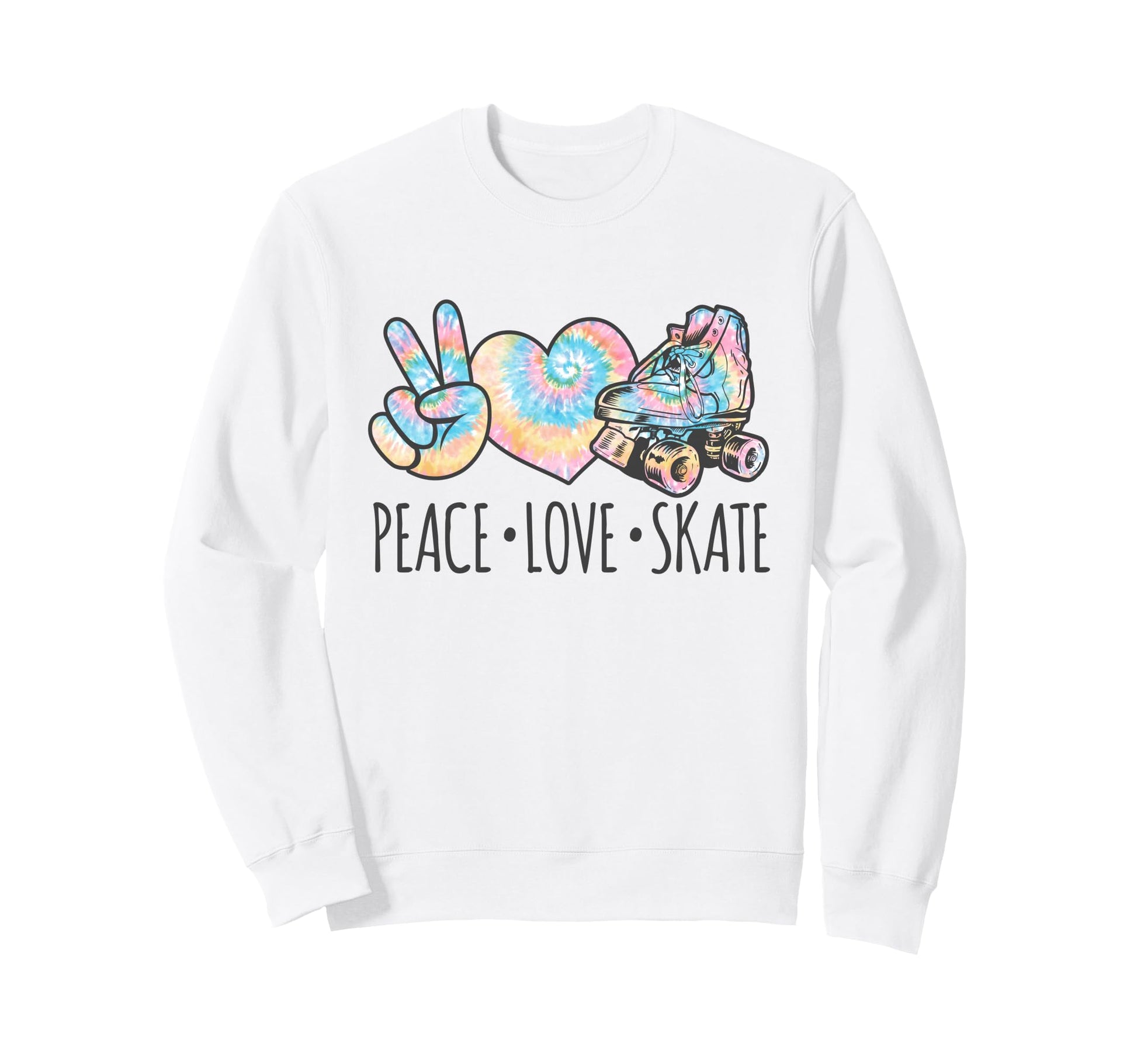 Tie Dye Roller Skating Teen Peace Sweatshirt - Trendy Graphic for Adults - T-Shirt, Sweatshirt, Hoodie