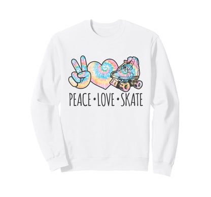 Tie Dye Roller Skating Teen Peace Sweatshirt - Trendy Graphic for Adults - T-Shirt, Sweatshirt, Hoodie
