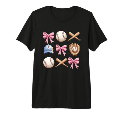 Baseball Coquette Bow Mom Sister Tri T-Shirt - Custom Art Print Men Women - T-Shirt, Sweatshirt, Hoodie