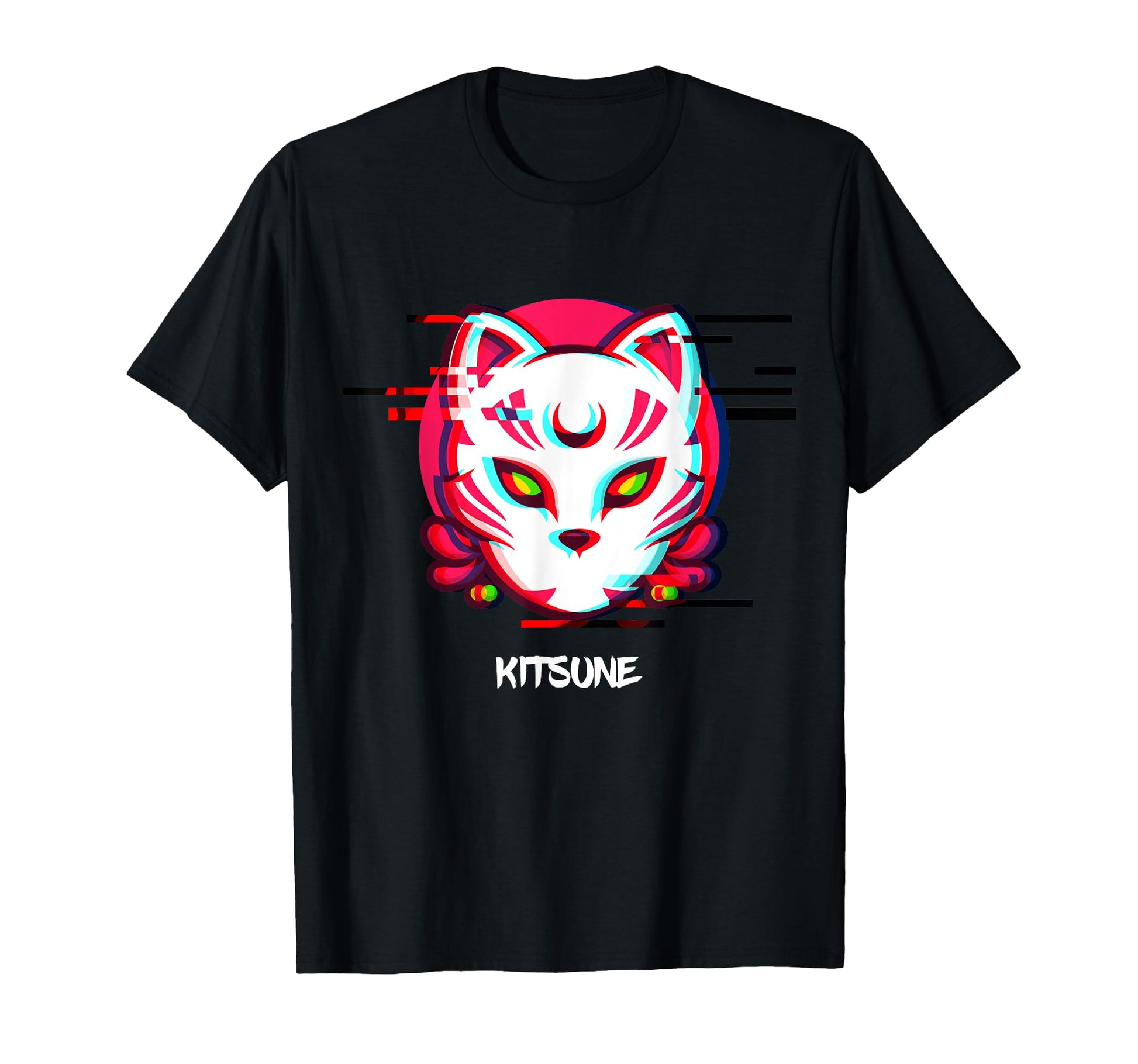 Japanese Kitsune Glitch Aesthetic T-Shirt - Fun Novelty Design Unisex - T-Shirt, Sweatshirt, Hoodie