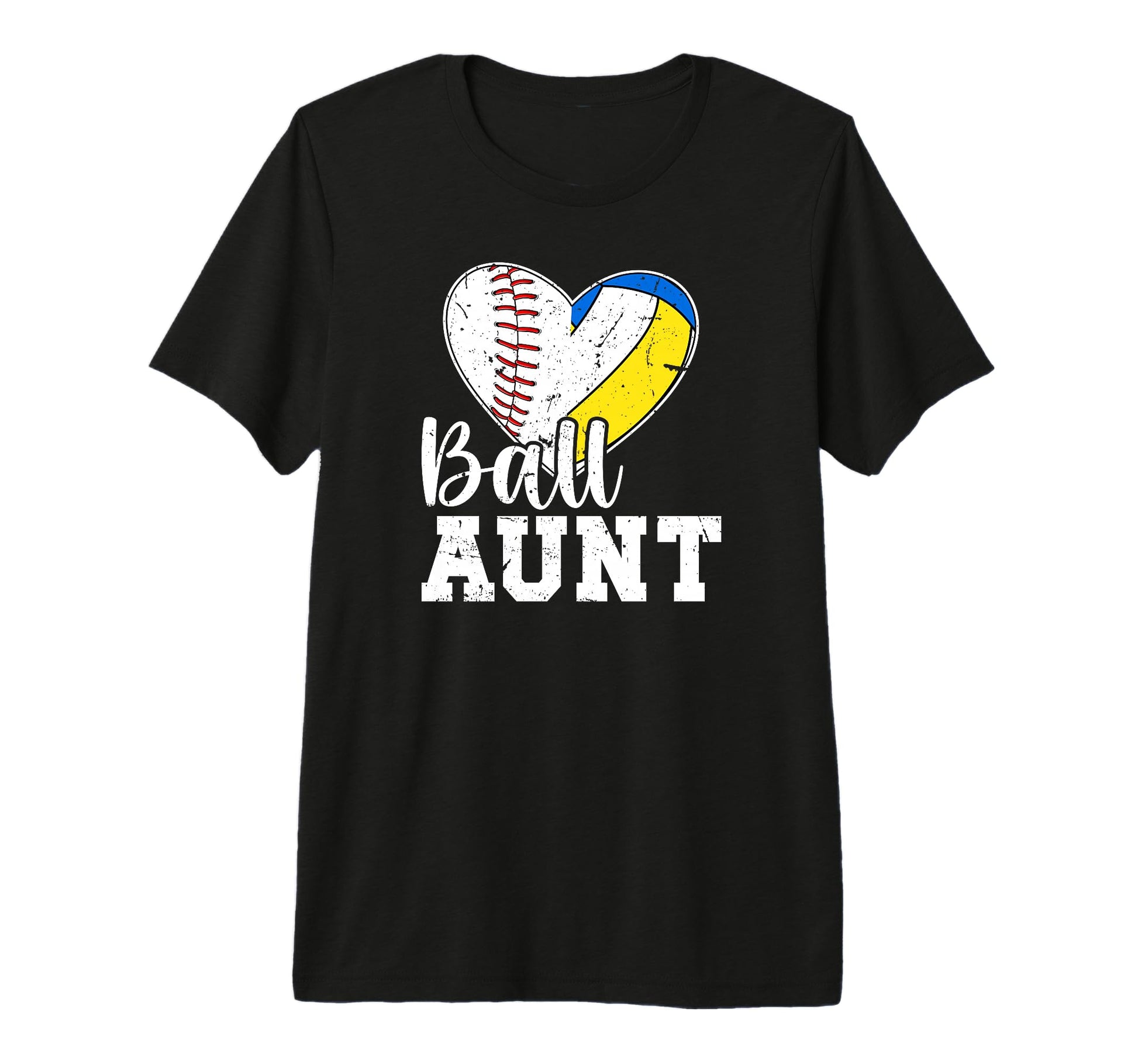 Ball Aunt Heart Baseball Volleyball Aunt T-Shirt - Novelty Apparel Unisex - T-Shirt, Sweatshirt, Hoodie