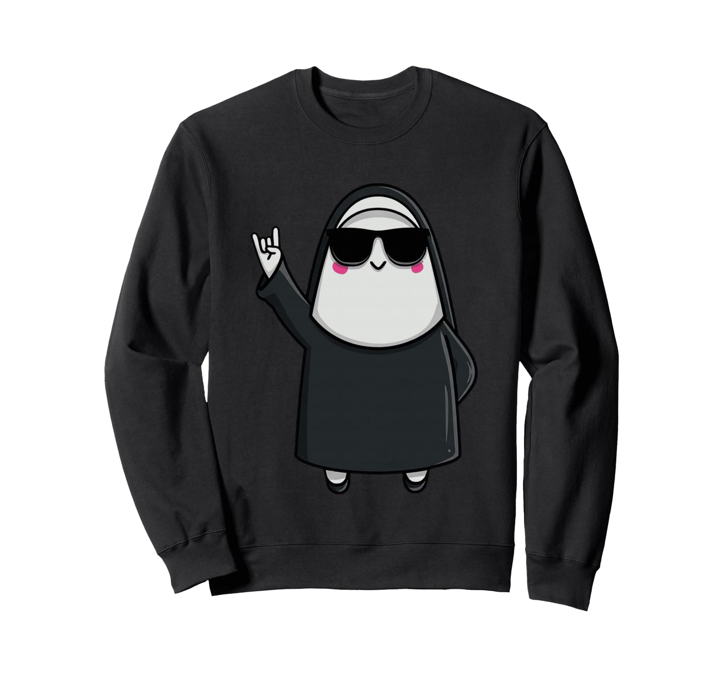 Nun Sunglasses Rock Hand Sign Funny Sweatshirt - Novelty Apparel Unisex - T-Shirt, Sweatshirt, Hoodie