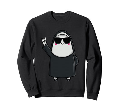 Nun Sunglasses Rock Hand Sign Funny Sweatshirt - Novelty Apparel Unisex - T-Shirt, Sweatshirt, Hoodie