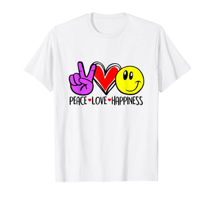 Peace Love Happiness Positivity T-Shirt - Graphic Print Men Women - T-Shirt, Sweatshirt, Hoodie
