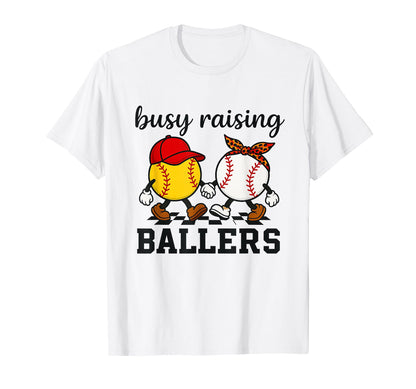 Busy Raising Ballers Softball And T-Shirt - Custom Art Print Men Women - T-Shirt, Sweatshirt, Hoodie