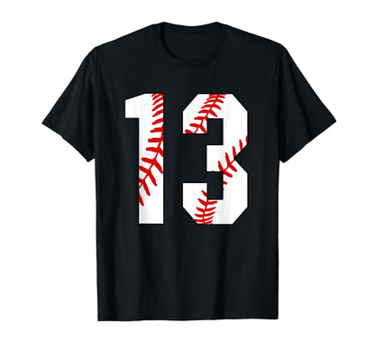 Teen Number 13 Baseball Birthday T-Shirt - Casual Everyday Wear for Adults - T-Shirt, Sweatshirt, Hoodie