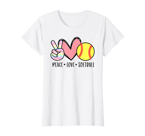 Peace Love Softball Mom Pastel Teen T-Shirt - Graphic Print for Adults - T-Shirt, Sweatshirt, Hoodie