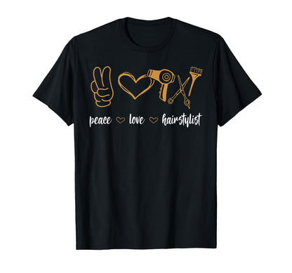 Barber Peace Love Hairstylist T-Shirt - Trendy Graphic for Adults - T-Shirt, Sweatshirt, Hoodie