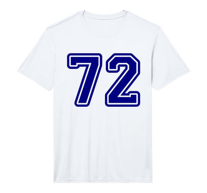 Number 72 Blue Sports Team Varsity T-Shirt - Minimalist Print for Adults - T-Shirt, Sweatshirt, Hoodie